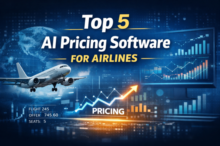 AI-powered airline pricing software dashboard optimizing ticket prices in real time