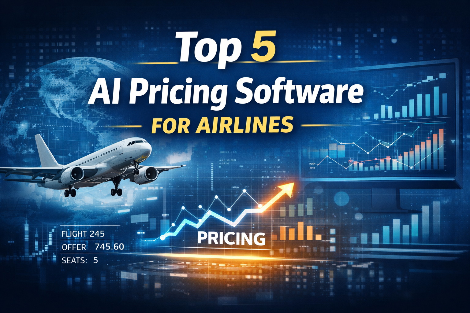 AI-powered airline pricing software dashboard optimizing ticket prices in real time