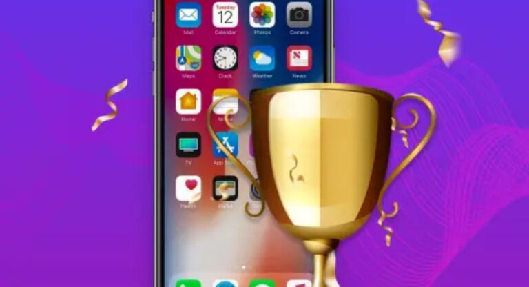 iPhone recovery software interface showing scanning and restoring deleted photos, messages, contacts, and WhatsApp data from an iOS device.